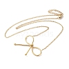 Ion Plating(IP) 304 Stainless Steel Cable Chain Bowknot Pendant Necklaces NJEW-Z041-02G-01-2