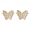 Brass Micro Pave Clear Cubic Zirconia Connector Charms KK-E068-VF248-2