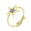 Ion Plating(IP) Star 304 Stainless Steel Enamel Ring RJEW-A038-17G-01-1