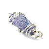 2Pcs Electroplated Natural Quartz Crystal Dyed Copper Wire Wrapped Pendants PALLOY-JF03164-02-5