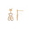 Brass Micro Pave Clear Cubic Zirconia Stud Earring Findings KK-S356-620G-NF-2