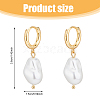 FIBLOOM 1 Pair Plastic Pearl Dangle Hoop Earrings EJEW-FI0002-23-2