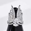 Brass Micro Pave Clear Cubic Zirconia Cuff Rings for Women RJEW-S398-03B-P-1