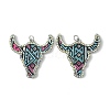 Cattle Head Alloy &  Rhinestone & Imitation Leather Pendants FIND-G069-02P-02-1