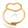 Ion Plating(IP) 304 Stainless Steel Heart Cuff Ring RJEW-N038-123LG-4