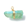Real 18K Gold Plated Copper Wire Wrapped Dyed Natural Quartz Crystal Pendants PALLOY-TA00101-2
