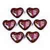 Flower Printed Opaque Acrylic Heart Beads SACR-S305-28-L04-1