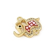 Rack Plating Brass Micro Pave Clear Cubic Zirconia Elephant Connector Charms KK-U032-29G-01-2