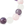 8mm Natural Rose Quartz & Quartz Crystal & Amethyst Round Beaded Stretch Bracelets BJEW-JB10738-01-4