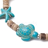 Ocean Theme Starfish Turtle Synthetic Turquoise & Coconut Braided Bead Bracelet Sets BJEW-JB11460-01-3