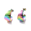 Ion Plating(IP) 304 Stainless Steel Chunky C-shape Stud Earrings EJEW-P198-06MC-1