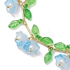 Flower Glass & Acrylic Charm Bracelets BJEW-JB10443-4