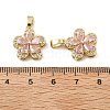 Flower Brass Micro Pave Cubic Zirconia Pendants KK-M325-13C-G-3
