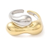 Brass Irregular Geometric Bypass Open Cuff Rings for Women RJEW-B062-09GP-2