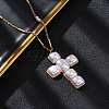 Cross 304 Stainless Steel & Plastic Pearl Pendant Necklaces for Women NJEW-U032-12G-1