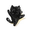 Black Zinc Alloy Rhinestone Brooches JEWB-E037-01EB-03-2