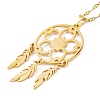 Woven Net/Web with Feather 304 Stainless Steel Boho Pendant Necklaces for Women NJEW-G087-04G-2