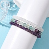 3Pcs 3 Style Natural Mixed Stone Round Beaded Stretch Bracelets BJEW-JB10178-05-3