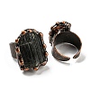 Irregular Rectangle Natural Tourmaline Open Cuff Rings RJEW-M157-11R-2