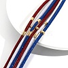 USA Flag Style Red Blue White Imitation Leather Cord Bracelets PW-WGCD218-01-2