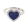 Heart Natural Lapis Lazuli Adjustable Rings RJEW-Q817-05P-02-2