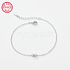 Anti-Tarnish Rhodium Plated 925 Sterling Silver Letter Cubic Zirconia Link Bracelets GI2156-14-1