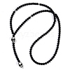 Frosted Black Glass Beaded Lariat Necklaces NJEW-F331-01AS-01-4