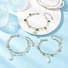 3Pcs Natural Morganite & Green Agate & Labradorite Beads Multi-layered Bracelets BJEW-JB12217-1