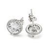Brass Micro Pave Cubic Zirconia Ear Studs EJEW-P261-17P-2