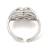 Non-Tarnish 304 Stainless Steel Lip Open Cuff Ring for Women RJEW-A043-20P-3