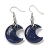 Rack Plating Moon Brass Dangle Earrings for Women EJEW-B064-02P-09-1