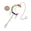 Wire Wrapped Chakra Natural & Synthetic Gemstone Chip Moon Hanging Ornaments HJEW-JM02129-3