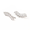 Brass Micro Pave Cubic Zirconia Stud Crawler Earrings EJEW-H091-11P-2