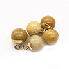 Natural Topaz Jade Round Charms with Golden Plated Metal Findings PW-WG96610-07-1
