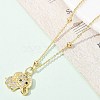 Brass Micro Pave Clear Cubic Zirconia Pendant Necklaces for Women NJEW-M084-02G-04-4