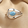 Oval Brass with Synthetic Turquoise Finger Rings FS-WG5DC9A-03-2