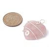 Natural Rose Quartz Copper Wire Wrapped Pendants PALLOY-JF02148-05-3