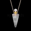 Natural Quartz Crystal Faceted Cone Perfume Bottle Pendant Necklace PW-WG8F691-10-1