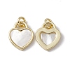 Natural White Shell Heart Charms SSHEL-G027-01G-2