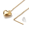 Vacuum Plating 304 Stainless Steel Long Chain with Heart Dangle Stud Earrings for Women EJEW-A068-03G-3