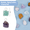12Pcs 6 Styles Raw Rough Natural Green Aventurine & Amethyst & Tiger Eye & Quartz Crystal & Rose Quartz Pendants PALLOY-FH00085-2
