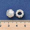 Brass Micro Pave Cubic Zirconia European Beads KK-P297-01S-01-2