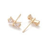 Brass Clear Cubic Zirconia Stud Earrings Finding for Women KK-A244-13A-G-2