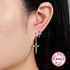 Anti-Tarnish 2 Pair 2 Style Rhodium Plated 925 Sterling Silver Hollow Star Dangle Hoop Earrings Sets for Women EJEW-F317-04P-3