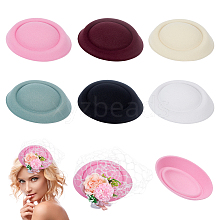  6Pcs 6 Colors Cloth Flat Round Fascinator Hat Base for Millinery AJEW-NB0005-57