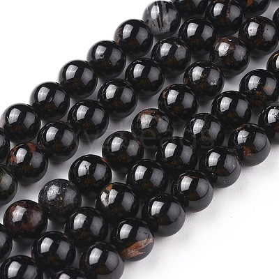 Natural Black Tourmaline Beads Strands X-G-F666-05-8mm-1