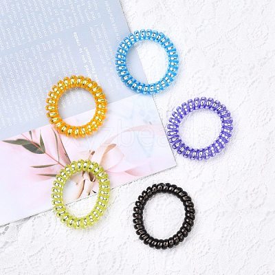 Opaque Plastic Telephone Cord Elastic Hair Ties OHAR-Q044-36-1