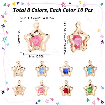 80Pcs 8 Colors Rhinestone Pendants IFIN-SC0001-68-1