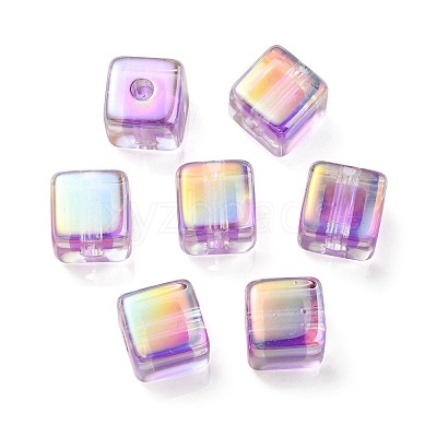 UV Plating Transparent Acrylic European Beads OACR-F004-10A-1