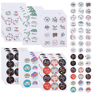24Pcs 6 Styles Thank You Theme Round Paper Stickers DIY-GA0007-46-1